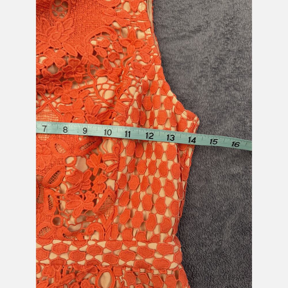Endless Rose Coral Lace Dress Sleeveless Sheath Mini Lined Size Medium Floral - Picture 9 of 9